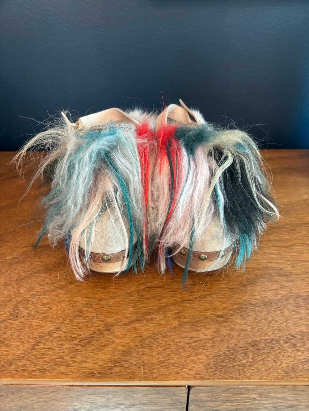 Mou Colorful Multi-Color Fur Clogs